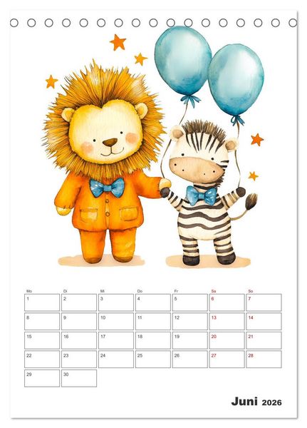 Produktbild: Mein tierischer Planer - Spa&szlig;iger Notiz-Kalender f&uuml;r Kinder (Tischkalender 2026 DIN A5 hoch), CALVENDO Monatskalender