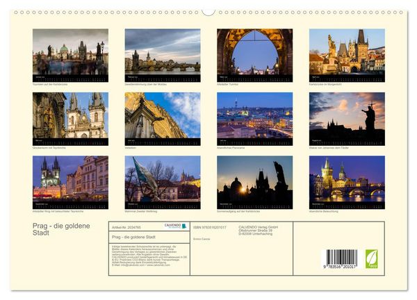 Produktbild: Prag - die goldene Stadt (hochwertiger Premium Wandkalender 2026 DIN A2 quer), Kunstdruck in Hochglanz