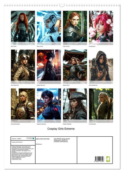 Produktbild: Cosplay Girls Extreme (Wandkalender 2026 DIN A2 hoch), CALVENDO Monatskalender