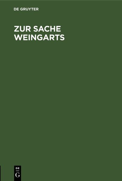 Produktbild: Zur Sache Weingarts