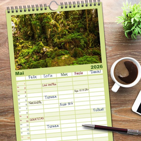 Produktbild: Familienplaner 2026 - Stimmungsvolle Rh&ouml;n mit 5 Spalten (Wandkalender, 21 x 45 cm) CALVENDO