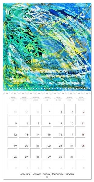 Produktbild: Emerald Waves - Watercolour experiments in green and blue (Wall Calendar 2026 12 &times; 12 Inch) CALVENDO 12 Month Wall Calendar