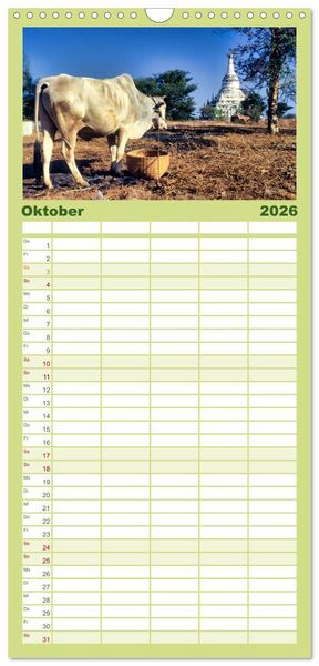 Produktbild: Familienplaner 2026 - Myanmar Land der Tempel und Pagoden mit 5 Spalten (Wandkalender, 21 x 45 cm) CALVENDO
