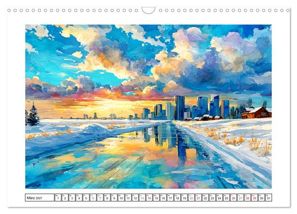 Produktbild: Kanada in Farben. Aquarelle zwischen Skyline und Wildnis (Wandkalender 2027 DIN A3 quer), CALVENDO Monatskalender