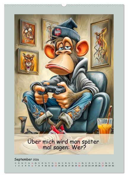 Produktbild: Affengeil. Humor aus dem Gro&szlig;stadtdschungel (hochwertiger Premium Wandkalender 2026 DIN A2 hoch), Kunstdruck in Hochglanz