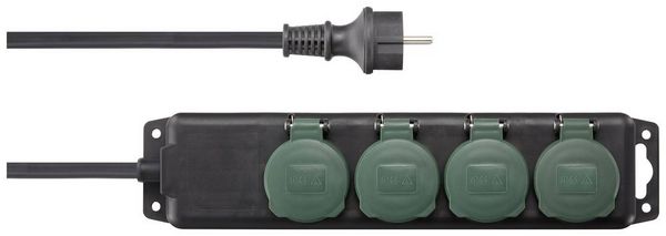 Produktbild: Sygonix SY-5145340 Steckdosenleiste Schwarz, Gr&uuml;n Schutzkontakt 1St.
