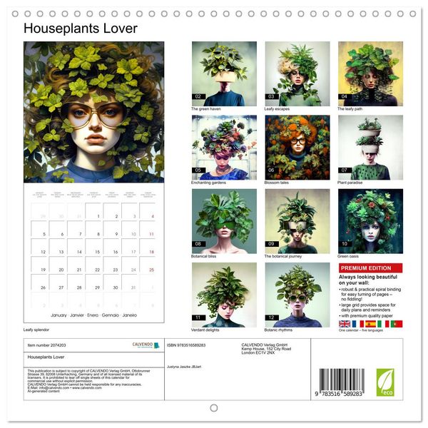 Produktbild: Houseplants Lover (Wall Calendar 2026 12 &times; 12 Inch) CALVENDO 12 Month Wall Calendar