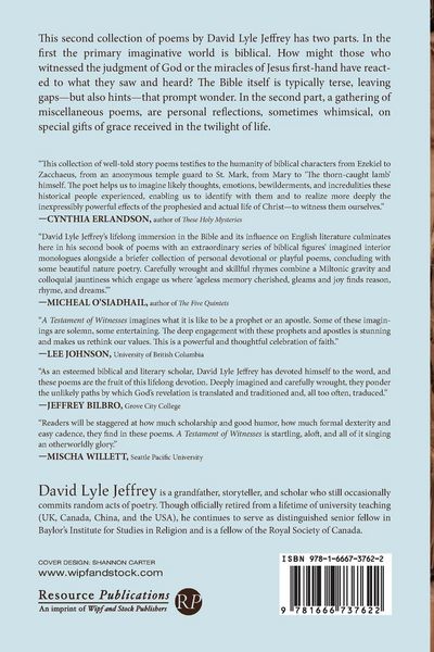 Produktbild: A Testament of Witnesses and Other Poems