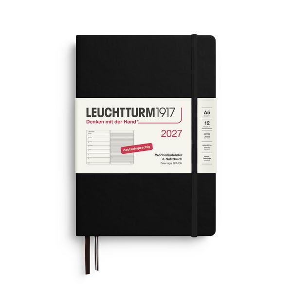 Produktbild: Wochenkalender & Notizbuch Medium (A5) 2027, Schwarz, Deutsch