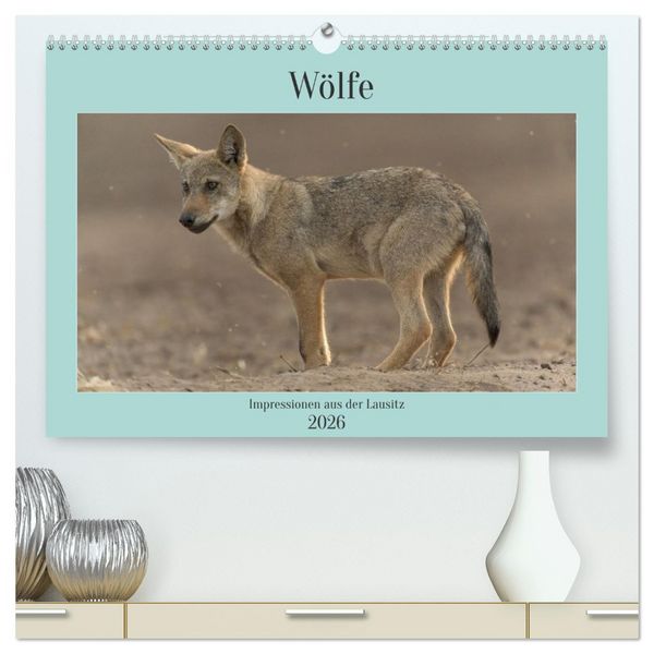 Produktbild: W&ouml;lfe, Impressionen aus der Lausitz (hochwertiger Premium Wandkalender 2026 DIN A2 quer), Kunstdruck in Hochglanz