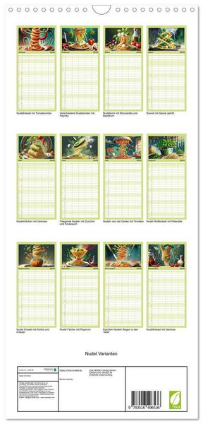 Produktbild: Familienplaner 2026 - Nudel Varianten mit 5 Spalten (Wandkalender, 21 x 45 cm) CALVENDO