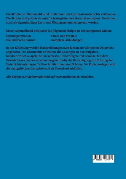 Produktbild: Skripte zur Mathematik - Komplexe Zahlen