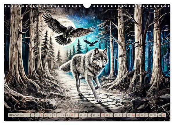 Produktbild: Die Eleganz der W&ouml;lfe - Mythische Begegnungen in der Natur (Wandkalender 2026 DIN A3 quer), CALVENDO Monatskalender