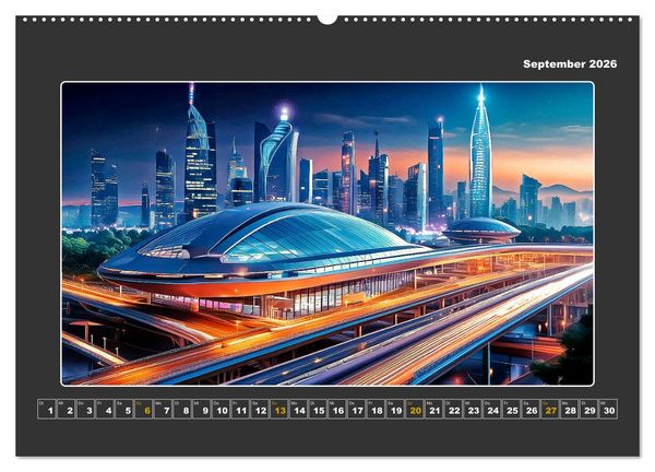 Produktbild: Zukunftsvision Megacity (Wandkalender 2026 DIN A2 quer), CALVENDO Monatskalender