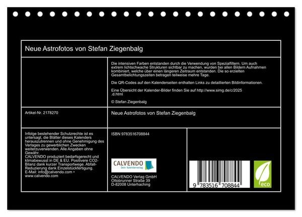 Produktbild: Neue Astrofotos von Stefan Ziegenbalg (Tischkalender 2026 DIN A5 quer), CALVENDO Monatskalender