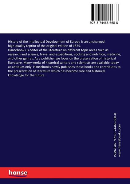 Produktbild: History of the Intellectual Development of Europe