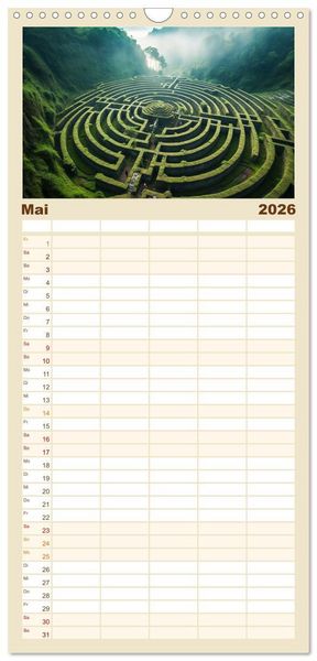 Produktbild: Familienplaner 2026 - Labyrinth Universum mit 5 Spalten (Wandkalender, 21 x 45 cm) CALVENDO