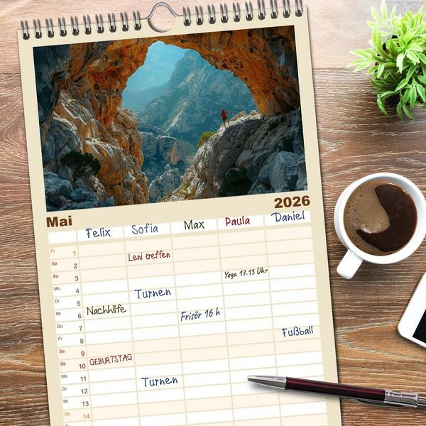 Produktbild: Familienplaner 2026 - Vertikale Freiheit mit 5 Spalten (Wandkalender, 21 x 45 cm) CALVENDO