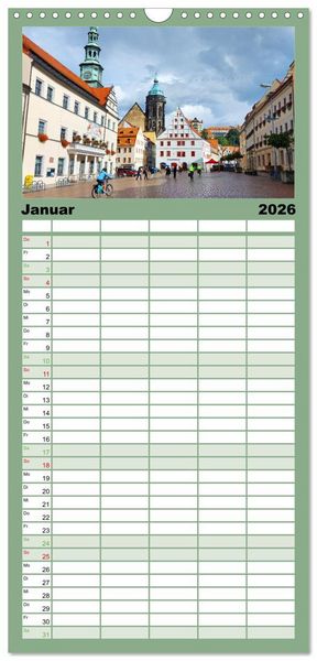 Produktbild: Familienplaner 2026 - Pirna - Tor zur S&auml;chsischen Schweiz mit 5 Spalten (Wandkalender, 21 x 45 cm) CALVENDO