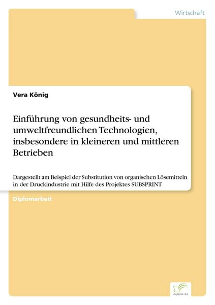 Produktbild: Einf&uuml;hrung von gesundheits- und umweltfreundlichen Technologien, insbesondere in kleineren und mittleren Betrieben