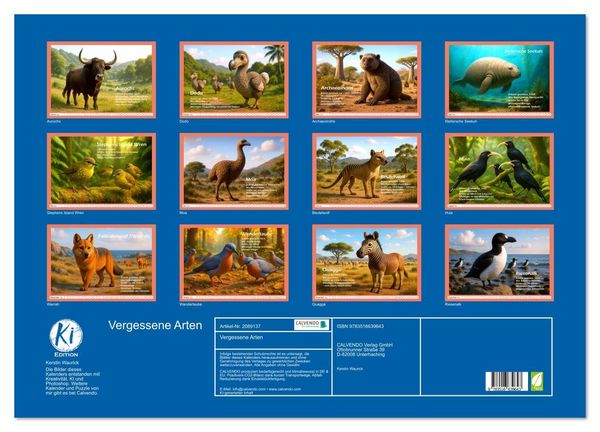 Produktbild: Vergessene Arten (Wandkalender 2026 DIN A2 quer), CALVENDO Monatskalender