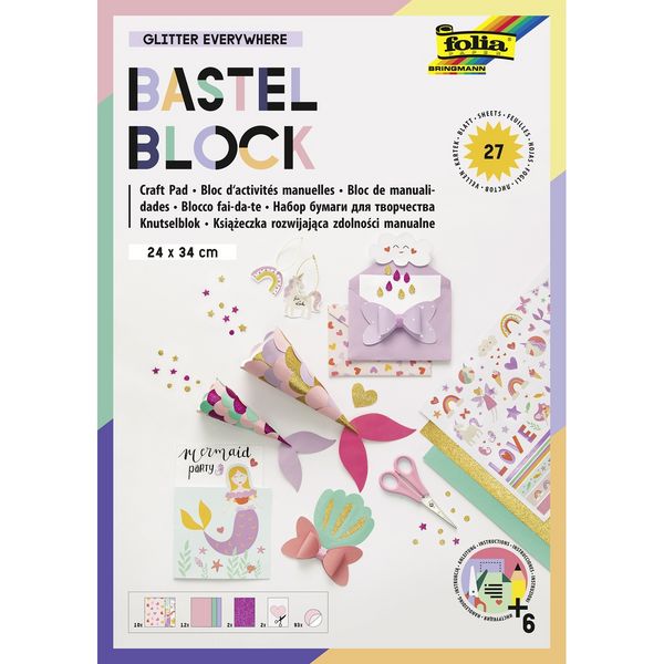 Produktbild: folia Bastelblock Glitter Everywhere 24x34cm 27 Blatt