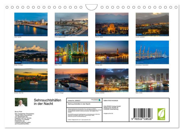Produktbild: Sehnsuchtsh&auml;fen in der Nacht (Wandkalender 2026 DIN A4 quer), CALVENDO Monatskalender
