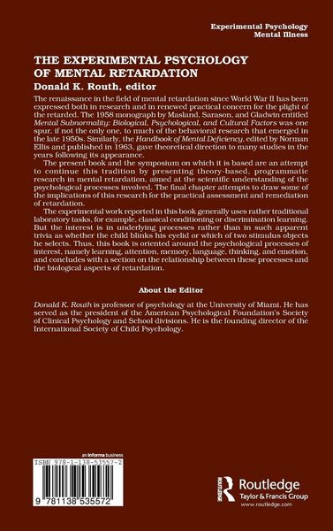 Produktbild: The Experimental Psychology of Mental Retardation