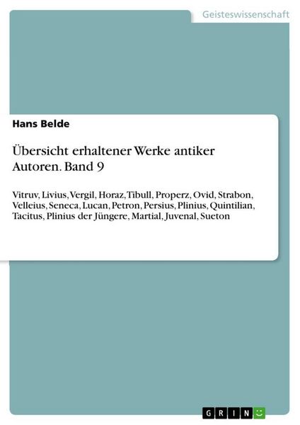Produktbild: &Uuml;bersicht erhaltener Werke antiker Autoren. Band 9