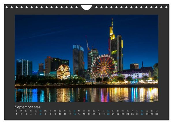 Produktbild: FRANKFURT - Nachtlichter 2026 (Wandkalender 2026 DIN A4 quer), CALVENDO Monatskalender