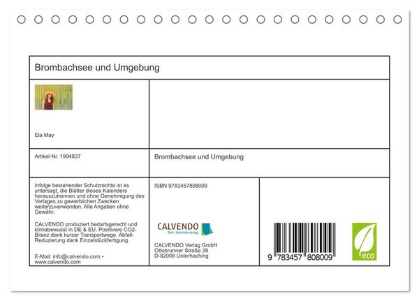 Produktbild: Brombachsee und Umgebung (Tischkalender 2026 DIN A5 quer), CALVENDO Monatskalender