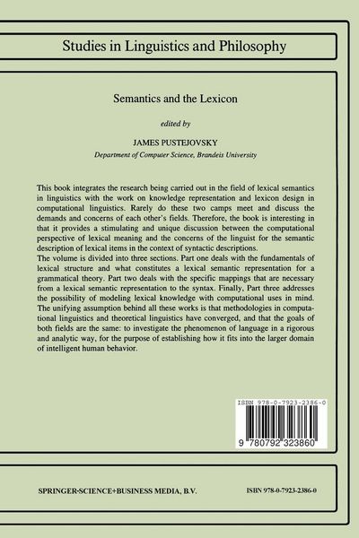 Produktbild: Semantics and The Lexicon