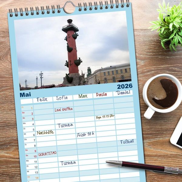 Produktbild: Familienplaner 2026 - Sankt Petersburg - "Venedig des Nordens" mit 5 Spalten (Wandkalender, 21 x 45 cm) CALVENDO