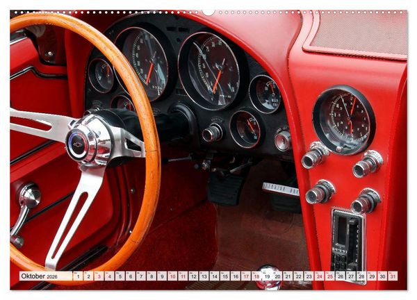 Produktbild: Ikonische US-Car Armaturenbretter (hochwertiger Premium Wandkalender 2026 DIN A2 quer), Kunstdruck in Hochglanz