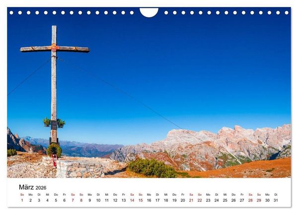 Produktbild: Dolomiten, Drei Zinnen Naturpark: Alpenlandschaften (Wandkalender 2026 DIN A4 quer), CALVENDO Monatskalender
