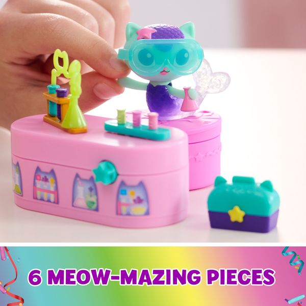 Produktbild: Gabby’s Dollhouse, Bobble Kitty Möbel Pack von Meerkätzchen, Katzen-Figur mit Puppenhausmöbeln und Zubehörteilen