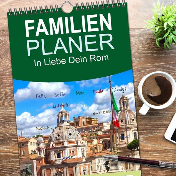 Produktbild: Familienplaner 2026 - In Liebe Dein Rom mit 5 Spalten (Wandkalender, 21 x 45 cm) CALVENDO