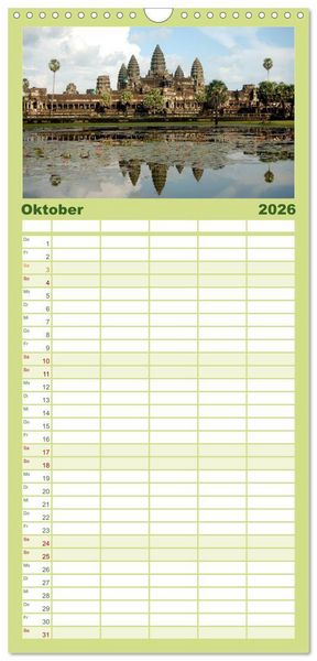 Produktbild: Familienplaner 2026 - Kambodscha &bull; Angkor Wat mit 5 Spalten (Wandkalender, 21 x 45 cm) CALVENDO