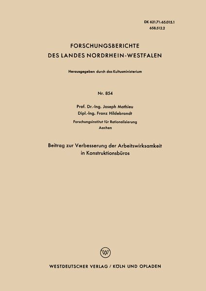 Produktbild: Beitrag zur Verbesserung der Arbeitswirksamkeit in Konstruktionsb&uuml;ros