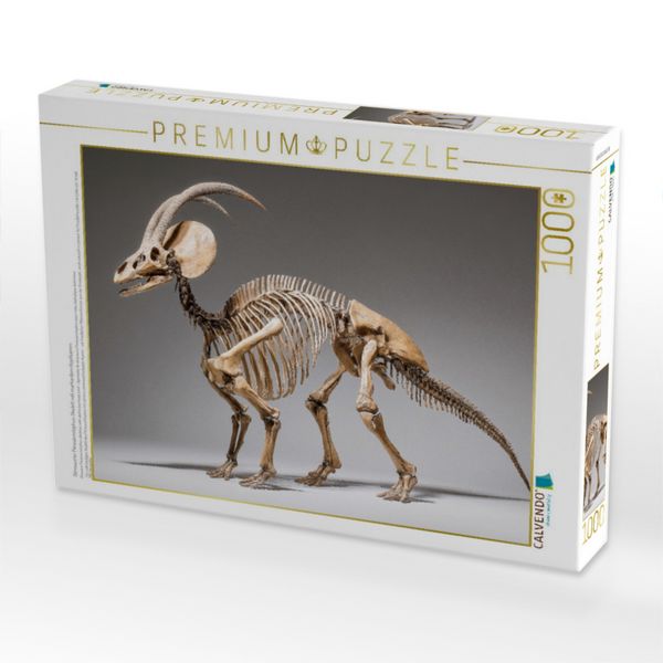Produktbild: CALVENDO Puzzle Dinosaurier Parasaurolophus-Skelett mit markantem Kopfkamm | 1000 Teile Lege-Gr&ouml;&szlig;e 64x48cm Foto-Puzzle f&uuml;r gl&uuml;ckliche Stunden