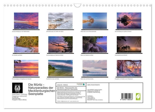 Produktbild: Die M&uuml;ritz - Naturparadies der Mecklenburgischen Seenplatte (Wandkalender 2026 DIN A3 quer), CALVENDO Monatskalender