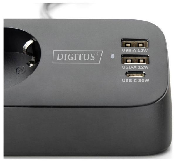 Produktbild: Digitus DA-70625 Tischsteckdose Schwarz Schutzkontakt 1St.