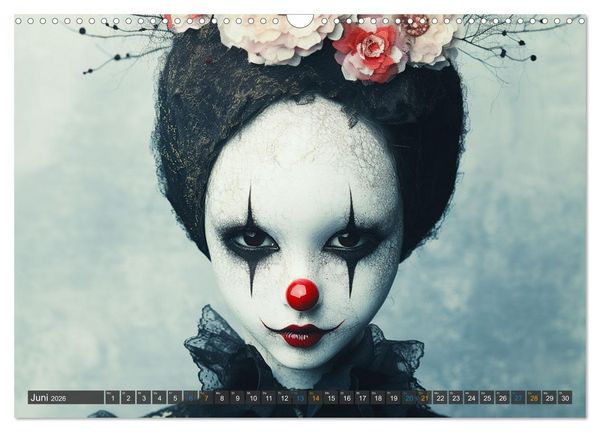 Produktbild: Clowniversum - Wo die Masken Geschichten erz&auml;hlen (Wandkalender 2026 DIN A3 quer), CALVENDO Monatskalender