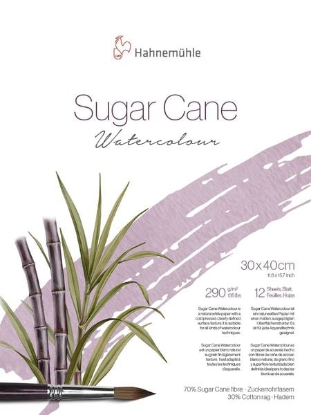 Produktbild: Hahnem&uuml;hle Sugar Cane Aquarellpapier, 30 x 40 cm, 290 g/m&sup2;, 12 Blatt