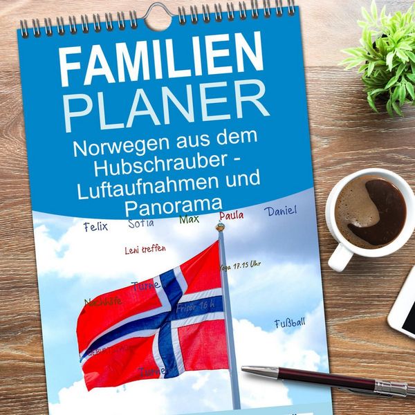 Produktbild: Familienplaner 2026 - Norwegen aus dem Hubschrauber - Luftaufnahmen und Panorama mit 5 Spalten (Wandkalender, 21 x 45 cm) CALVENDO
