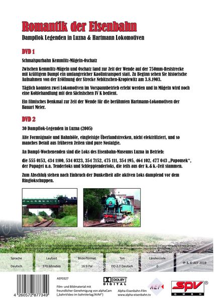 Produktbild: Romantik der Eisenbahn - Dampflok Legenden in Luzna&Hartmann Lokomotiven
