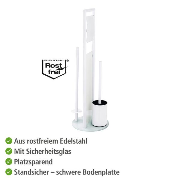 Produktbild: Stand WC-Garnitur Mod. Ravina Wei&szlig;, 3-in-1 Funktion mit Ersatzrollenhalter
