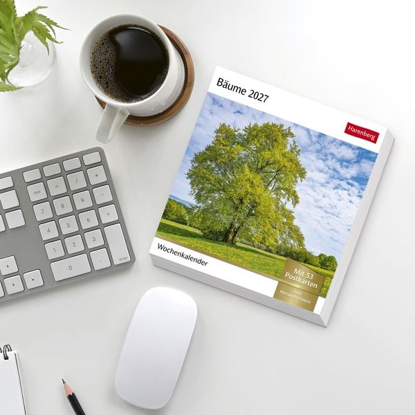 Produktbild: B&auml;ume Postkartenkalender 2027 - Wochenkalender mit 53 Postkarten