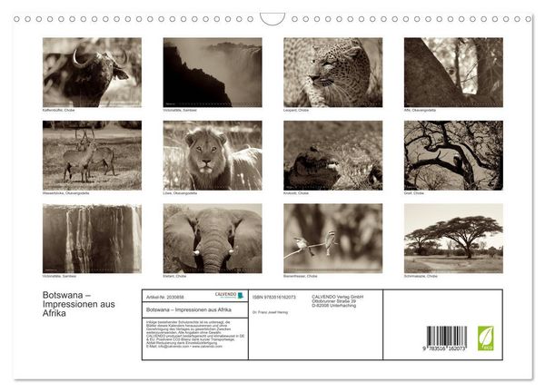 Produktbild: Botswana &ndash; Impressionen aus Afrika (Wandkalender 2026 DIN A3 quer), CALVENDO Monatskalender