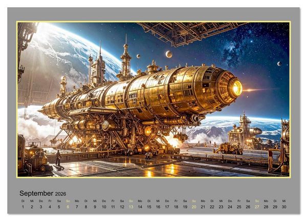 Produktbild: Steampunk-Raumfahrt (Wandkalender 2026 DIN A4 quer), CALVENDO Monatskalender
